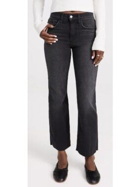 Joe’s The Callie Size 26 High Rise Cropped Boot Delphine Black Raw Hem NWT